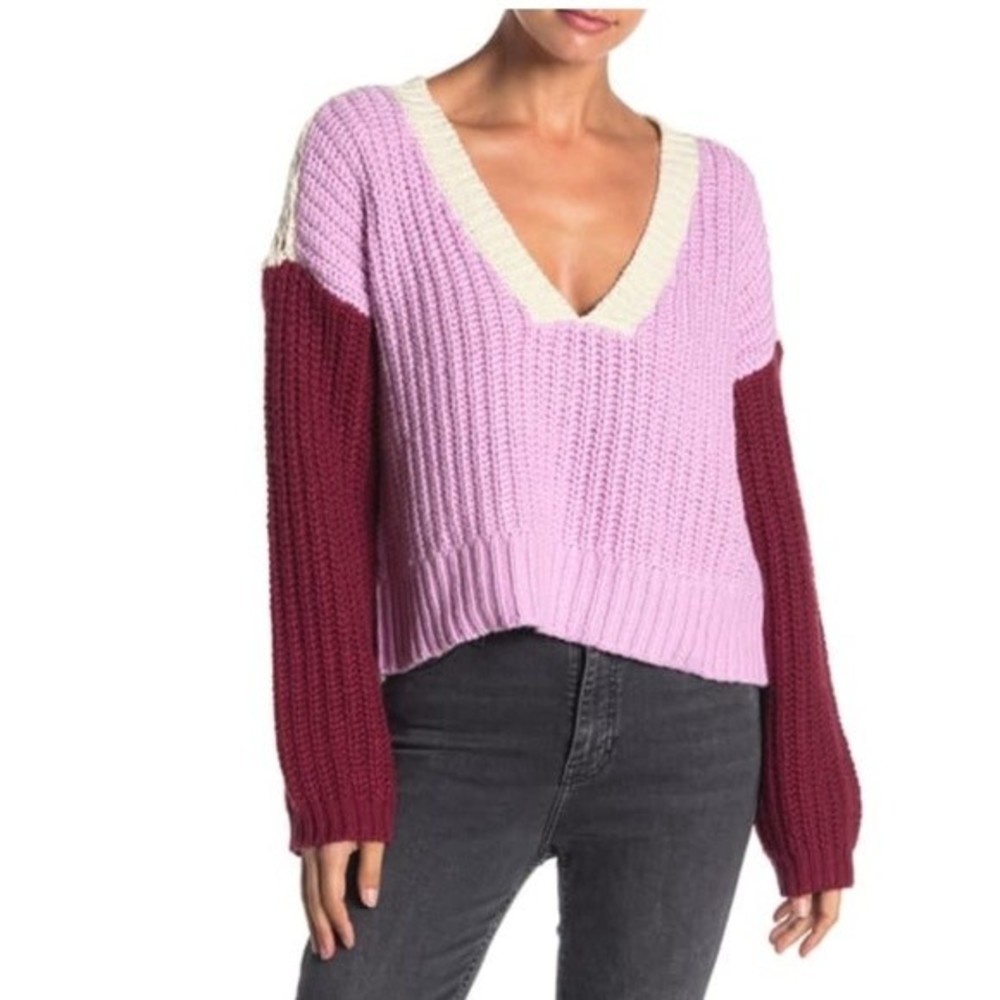 WILDFOX Beverly Colorblock Knit Sweater